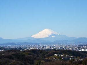 勝上献展望台から富士山の方面を望む