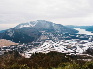 神山の岩屑なだれの扇状地地形