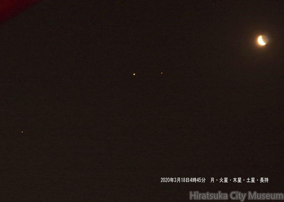 火星・木星・土星2020.03.18平塚市長持（撮影　剱持瑞穂）